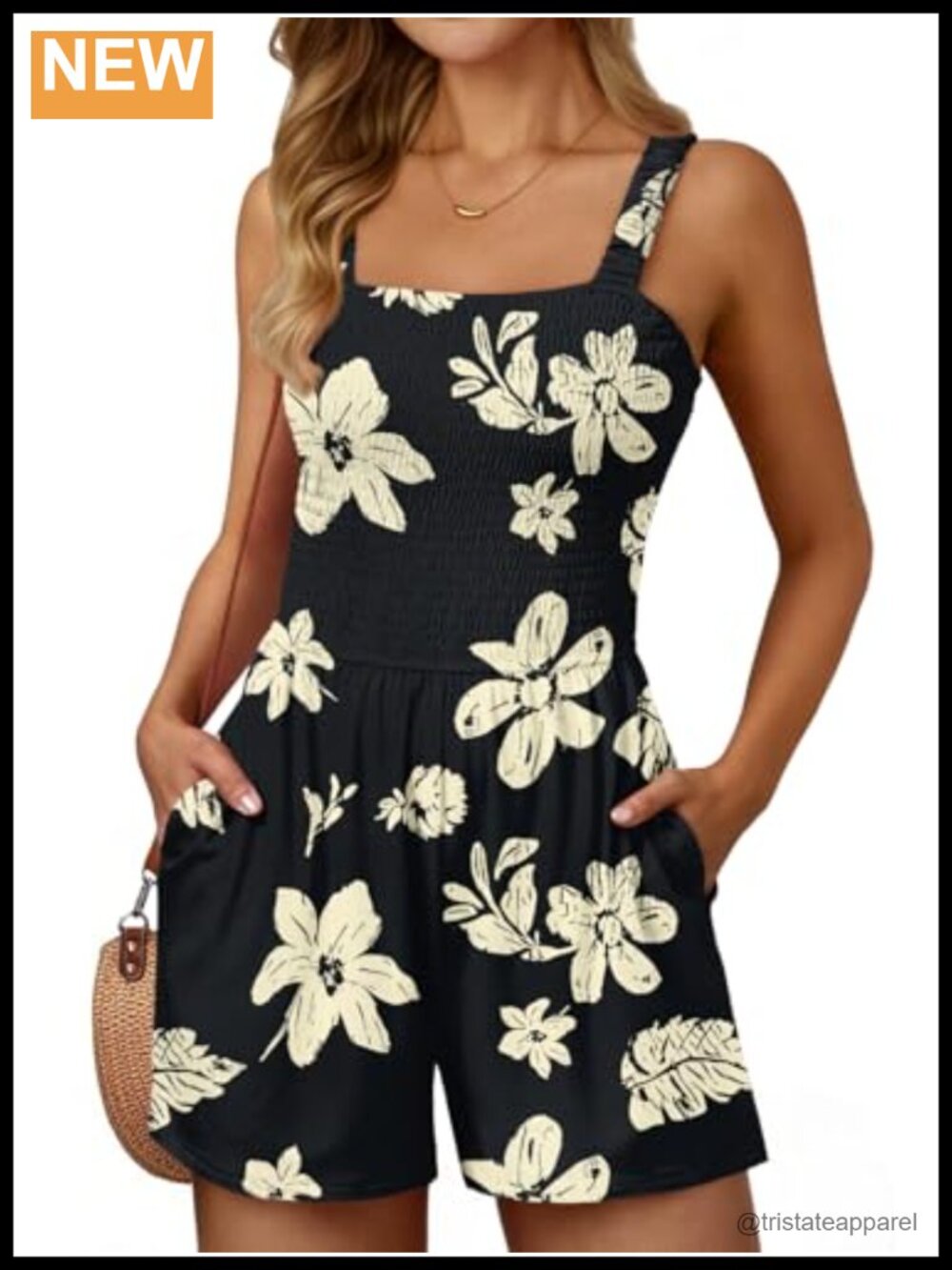 Sleeveless Square Neck Romper Short Summer Beach Vacation Casual One-Piece